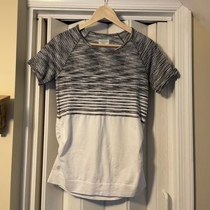 Athleta Gray, Black & White Striped Top NWOT